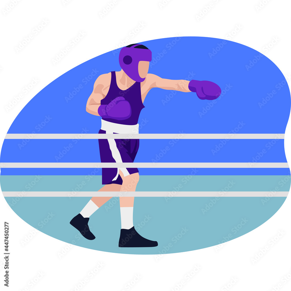 Obraz premium Male boxing player beautiful illustration.