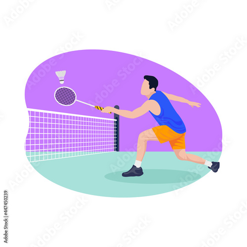 Male badminton player beautiful illustration.