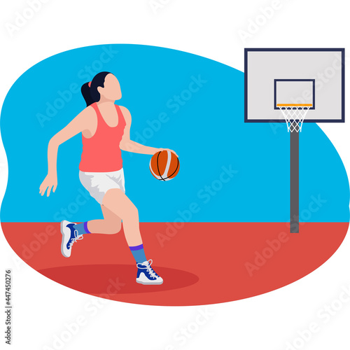 Female basketball player beautiful illustration.