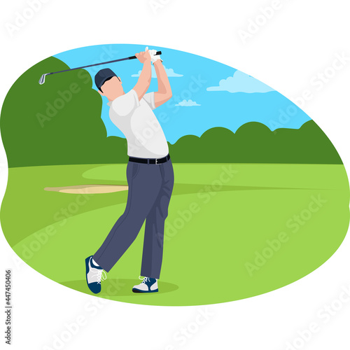 Male golfer sports beautiful illustration.