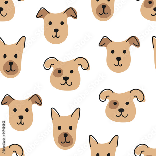 Seamless pattern with dogs. Vector illustration