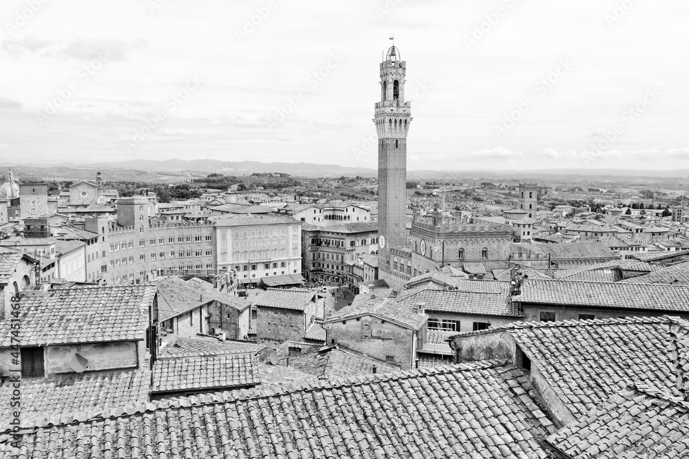 Obraz premium Siena, Italy. Black and white Italy.