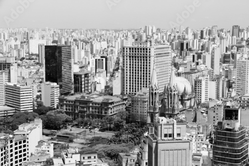 Sao Paulo city. Black and white vintage style.