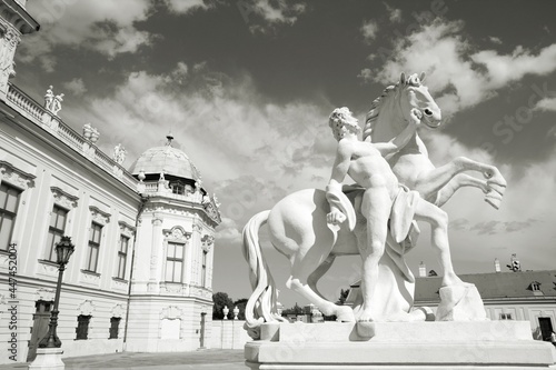 Photography Belvedere in Vienna. Austria black and white.