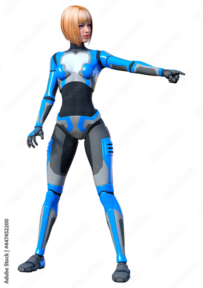 3D Rendering Female Robot on White 3D Rendering Female Robot on White