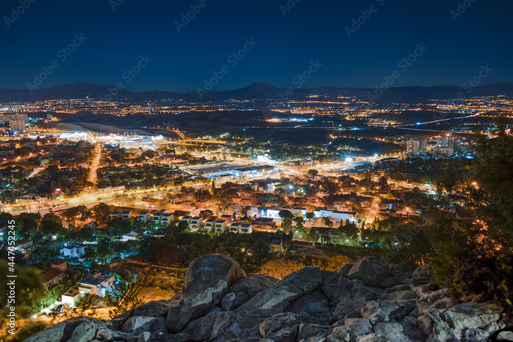Night cityscape on a mountain