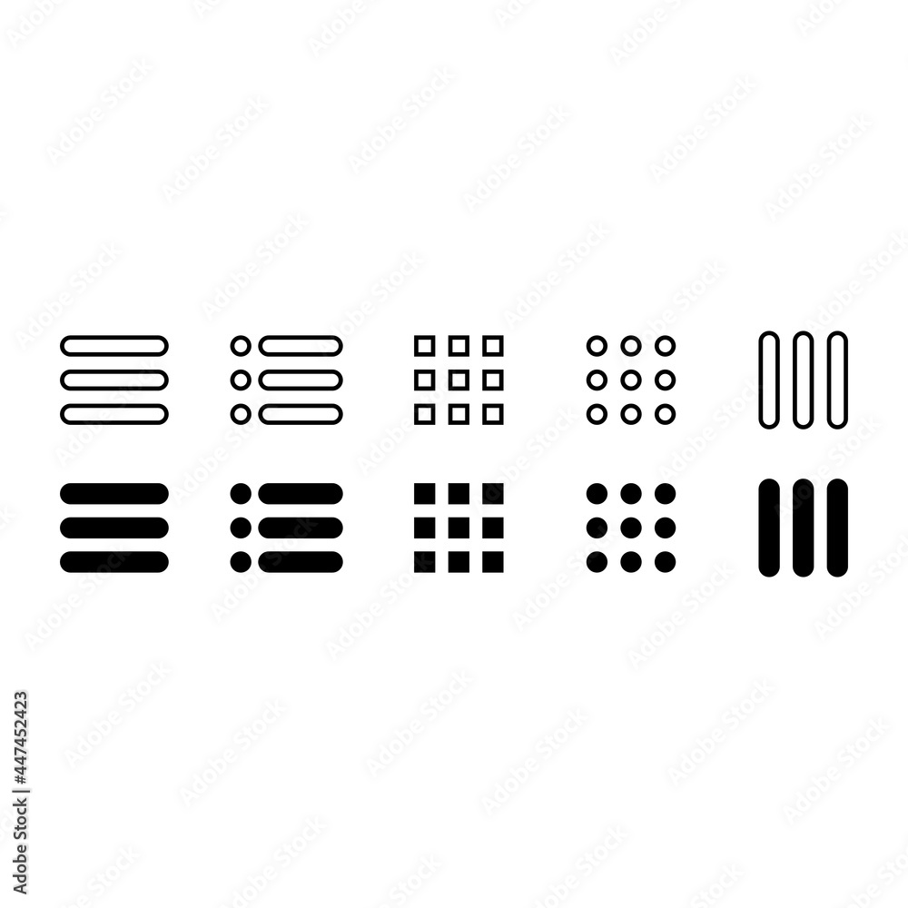 Minimal Set of Hamburger Menu Flat Icons Minimal Set of Hamburger Menu Flat Icons