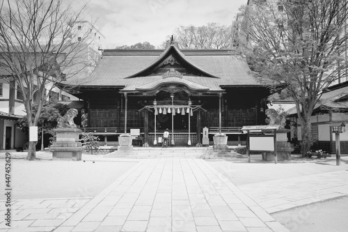 Japan shrine in Nagano. Black and white Japan. photo