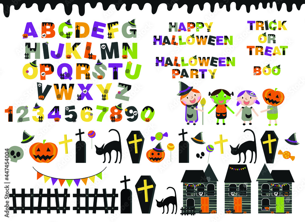 set of halloween elements, vector illustration set of halloween elements, vector illustration