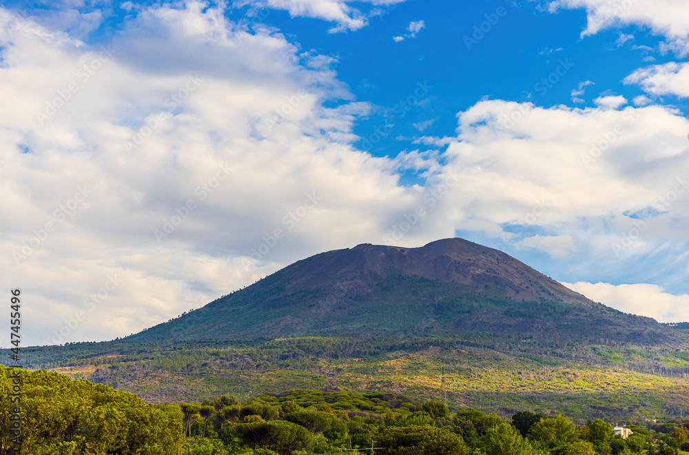 View of Mount Vesuvius located on the Gulf of Naples in Campania, Italy View of Mount Vesuvius located on the Gulf of Naples in Campania, Italy
