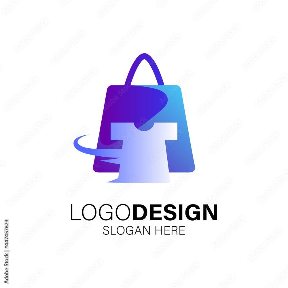 bag and t shirt for online shop logo design