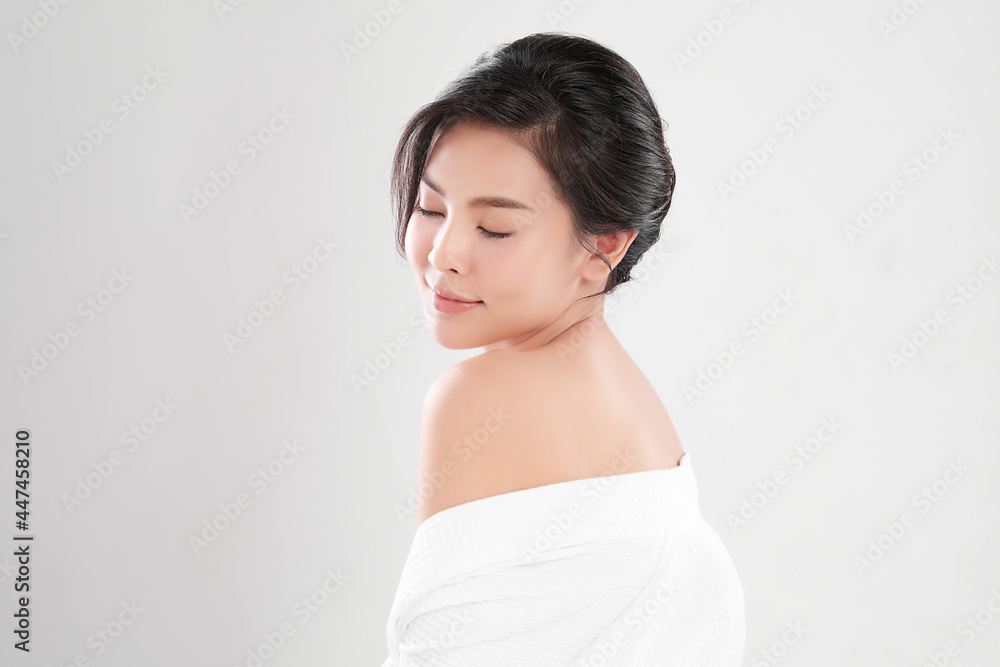 Beautiful young asian woman with clean fresh skin on white background, Face care, Facial treatment, Cosmetology, beauty and spa, Asian women portrait. Beautiful young asian woman with clean fresh skin on white background, Face care, Facial treatment, Cosmetology, beauty and spa, Asian women portrait.