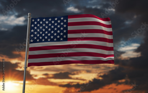  flag of United States of America on steel pole