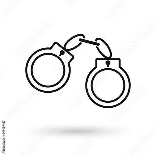 Handcuffs or hand restraints for criminals silhouette flat vector icon