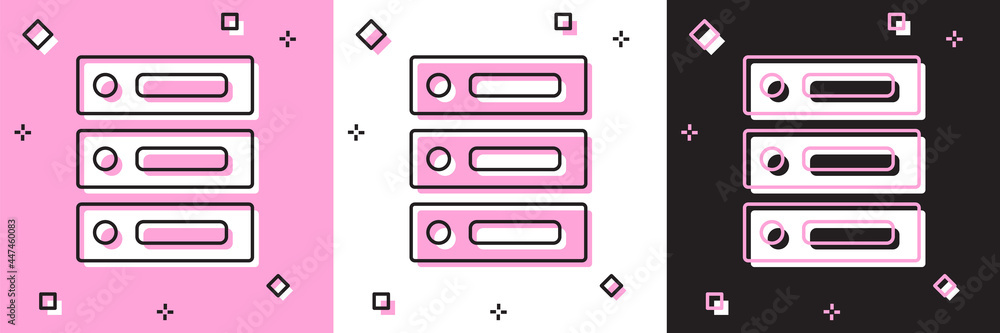 Set Server, Data, Web Hosting icon isolated on pink and white, black background. Vector Illustration Set Server, Data, Web Hosting icon isolated on pink and white, black background. Vector Illustration