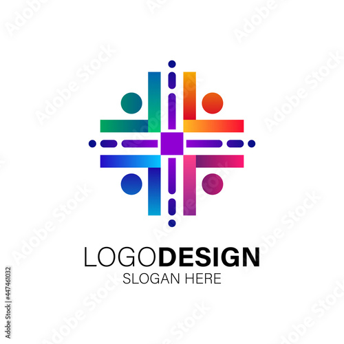 colorful healthcare community logo design