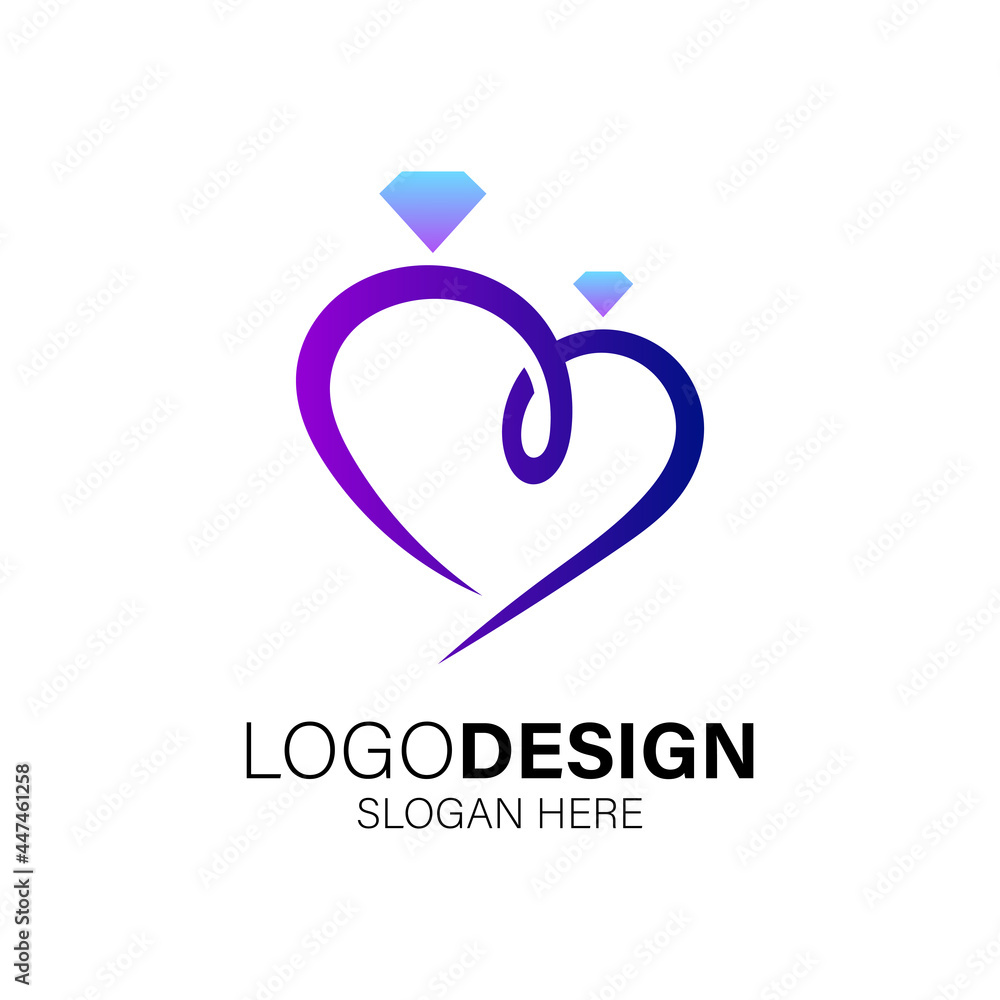 Fototapeta premium ring for wedding and jewellery logo design