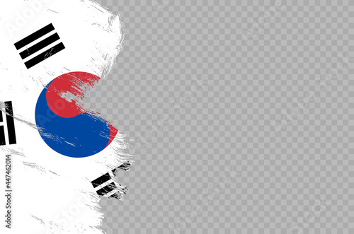 South Korea flag with brush paint textured isolated  on png or transparent  background,Symbol of South Korea, template for banner,card,advertising ,promote,ads, web design, magazine,vector