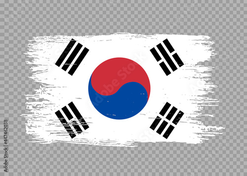 South Korea flag with brush paint textured isolated  on png or transparent  background,Symbol of South Korea, template for banner,card,advertising ,promote,ads, web design, magazine,vector
