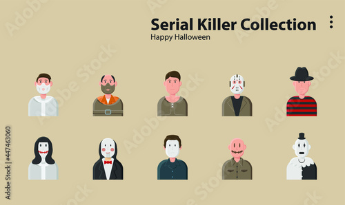 serial killer happy halloween horror dark thriller creepy illustration background character design person vector cartoon icon avatar symbol wallpaper app lineart style commercial art logo campaign