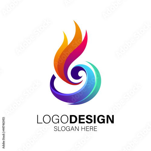 playful fire and ice for refrigeration and air conditioning logo design