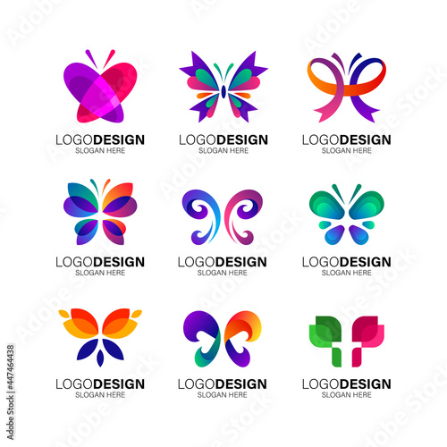 Set collection butterfly logo design for beauty and fashion
