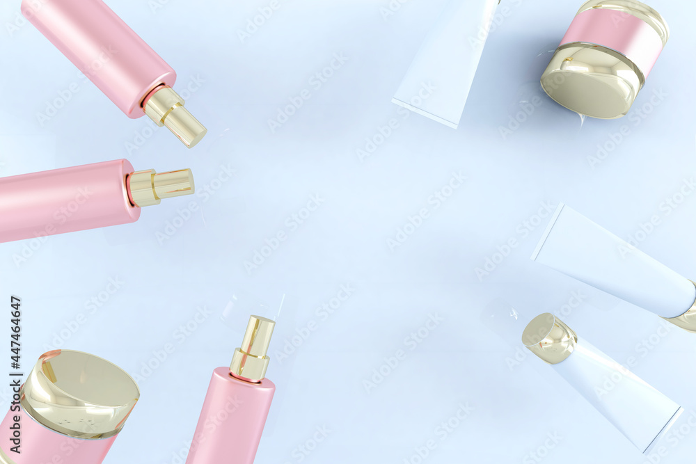 Obraz premium Cosmetics on White Background. 3D illustration, 3D rendering