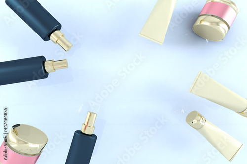 Cosmetics on White Background. 3D illustration, 3D rendering 
