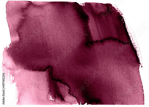 Red wine color background. Abstract watercolor painting. Background with watercolor strokes