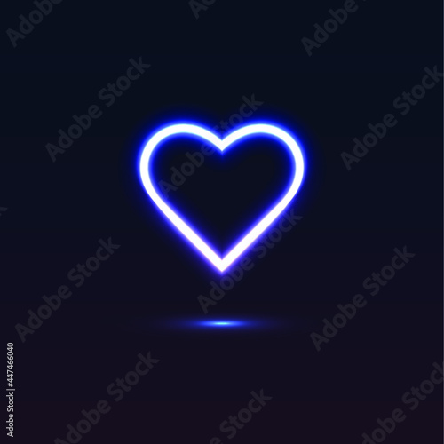 neon heart vector illutration on dark background