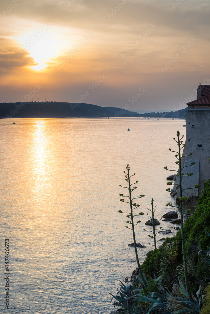 Bay of Eufemija on island of Rab with sunset