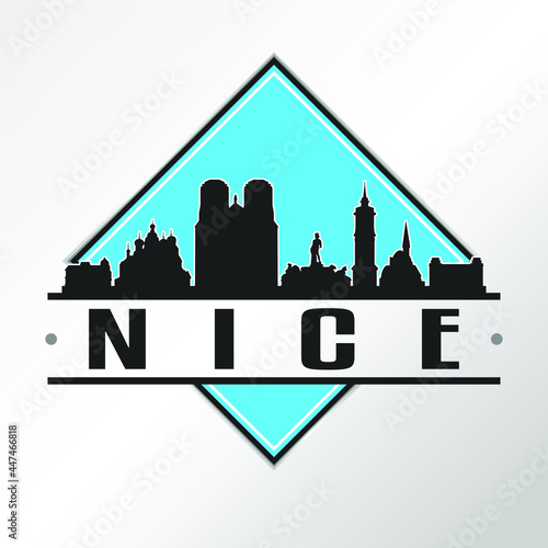 Nice, France Skyline Logo. Adventure Landscape Design Vector Illustration.