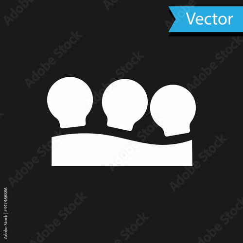White Vacuum cans icon isolated on black background. Massage jars for face and body. Medical anticellulite cups. Vector