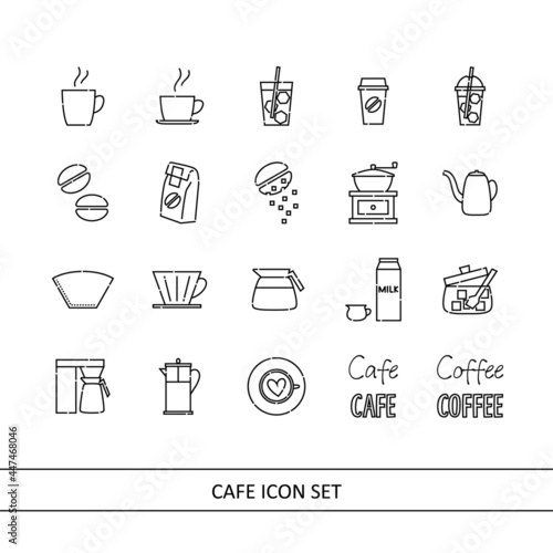Coffee and cafe illustration icon set (white background, vector, cut out)