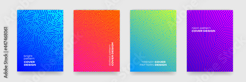 Background patterns, abstract line design and color gradient, vector modern graphic. Abstract geometric shapes and color halftone, cool minimal posters and covers