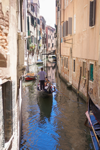 romantic idyllic views of the narrow canal street and renaissance facades of the city of Venice © Alevtina