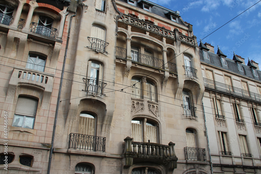 art nouveau flat buildings in nancy in lorraine (france) 