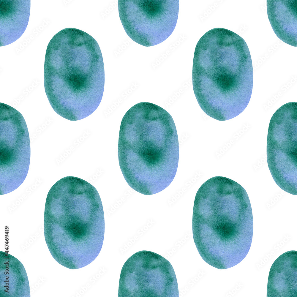 Semless watercolor pattern with blue and emerald ovals with different texture. Abstract background for textile, wallpapers Semless watercolor pattern with blue and emerald ovals with different texture. Abstract background for textile, wallpapers