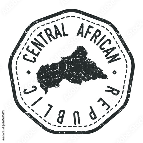 Central African Map Stamp Retro Postmark. Silhouette Postal Passport. Seal Round Vector Icon. Badge Vintage Postage Design.