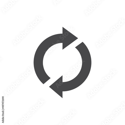 Loop circle arrows black vector icon. Reload, refresh arrow symbol.