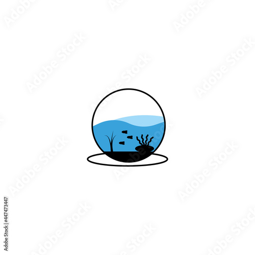 aquarium vintage logo vector illustration minimalist icon design photo