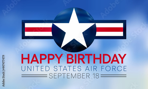 U.S. Air Force birthday is observed every year on September 18 all across United States of America. Vector illustration