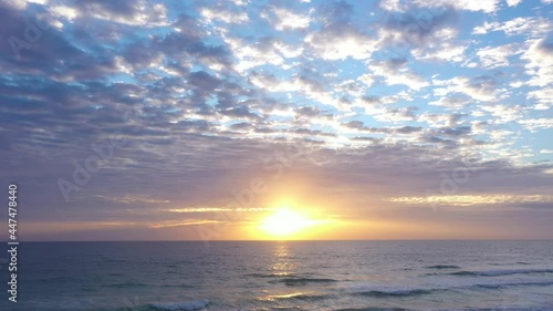 aerial view sweeet sky at sunset. Gradient color. Sky texture, abstract nature background..Sunset with sweet color light rays and other atmospheric effects..smooth waves and beautiful cloud in sky..