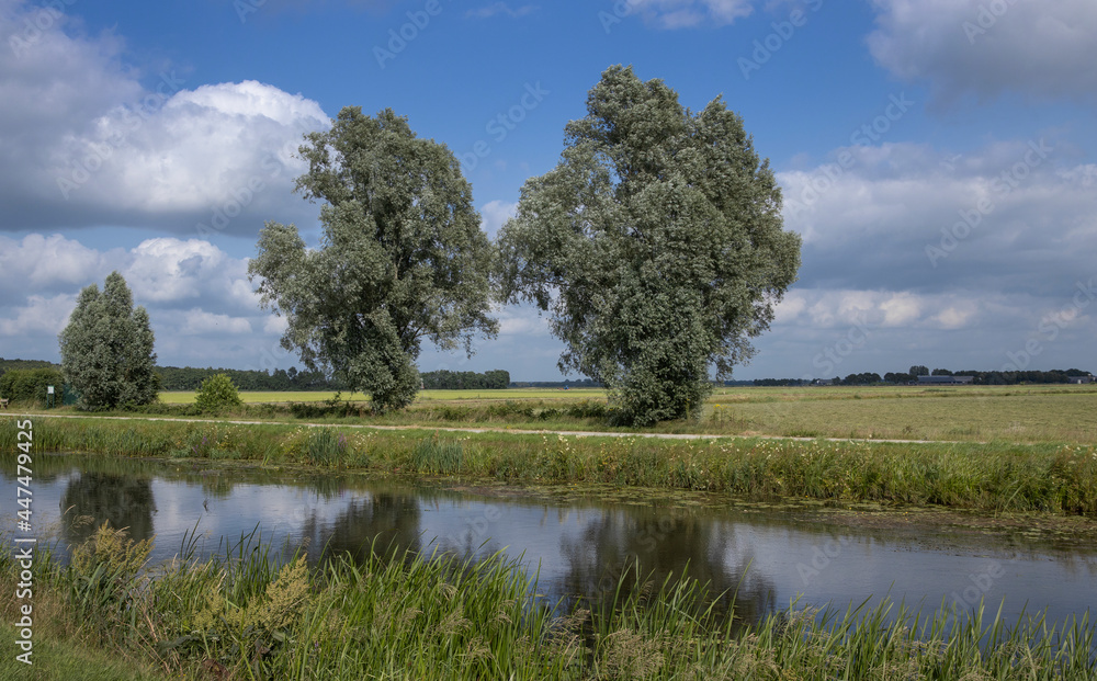 Havelte Oude Vaart Drente Netherlands. Canal and meadows. Dutch landscapes. Clouds. Summer Havelte Oude Vaart Drente Netherlands. Canal and meadows. Dutch landscapes. Clouds. Summer