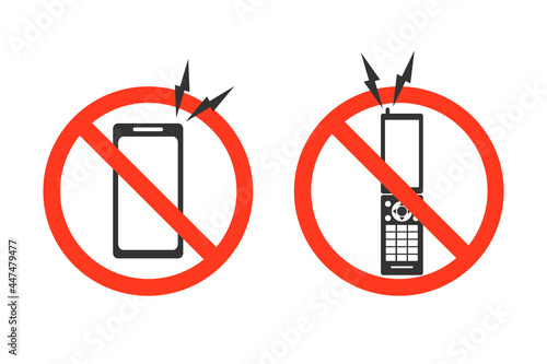 スマホ、携帯電話使用禁止　アイコン　ベクター
