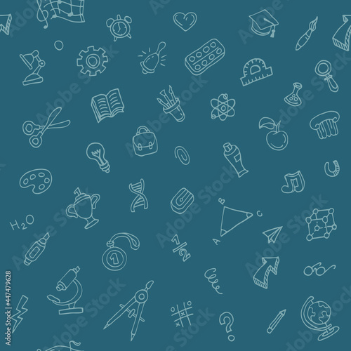 Back to school pattern with hand drawn doodles