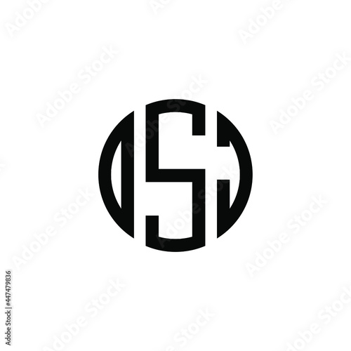 DSJ letter logo design. DSJ letter in circle shape. DSJ Creative three letter logo. Logo with three letters. DSJ circle logo. DSJ letter vector design logo  photo