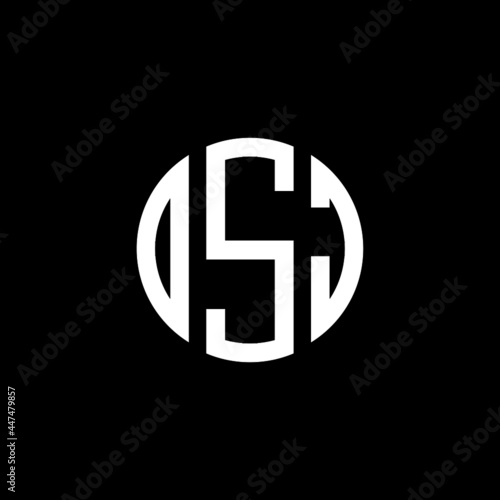 DSJ letter logo design. DSJ letter in circle shape. DSJ Creative three letter logo. Logo with three letters. DSJ circle logo. DSJ letter vector design logo photo