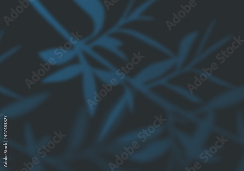 Dark Background with Blue Blurred Silhouette of Tree Branch. Overlay Effect. Vector Illustration