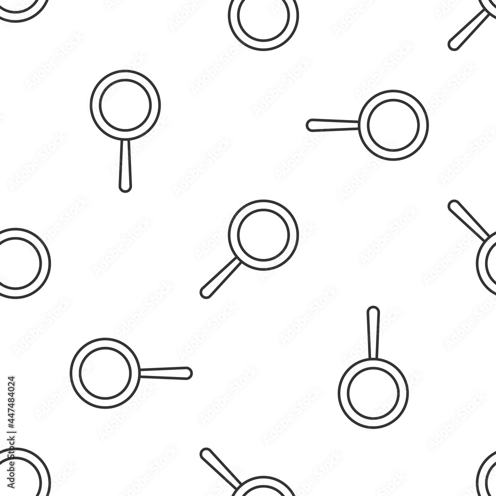 Grey line Frying pan icon isolated seamless pattern on white background. Fry or roast food symbol. Vector Illustration Grey line Frying pan icon isolated seamless pattern on white background. Fry or roast food symbol. Vector Illustration